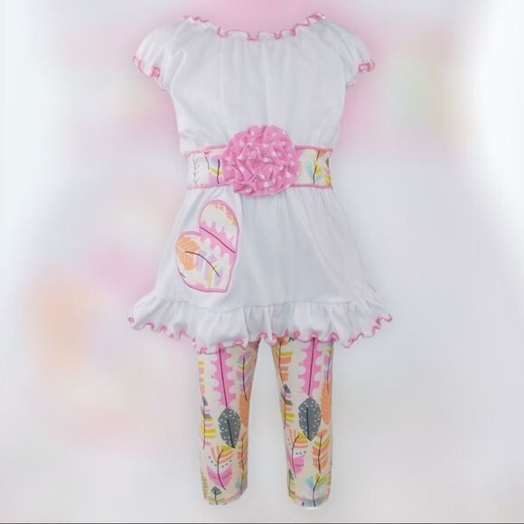 𝅺Ann Loren Outfit Floral Top & Capris Toddler Girl 2/3T NEW High End Boutique - Picture 5 of 5